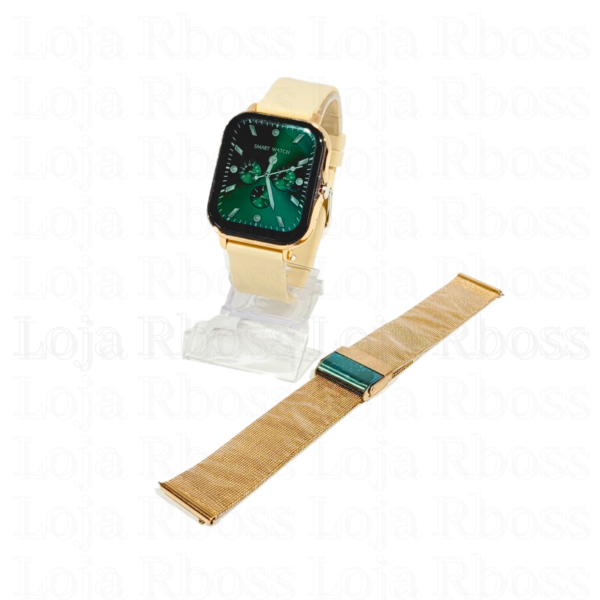 Smartwatch dourado 2 pulseiras - Image 2